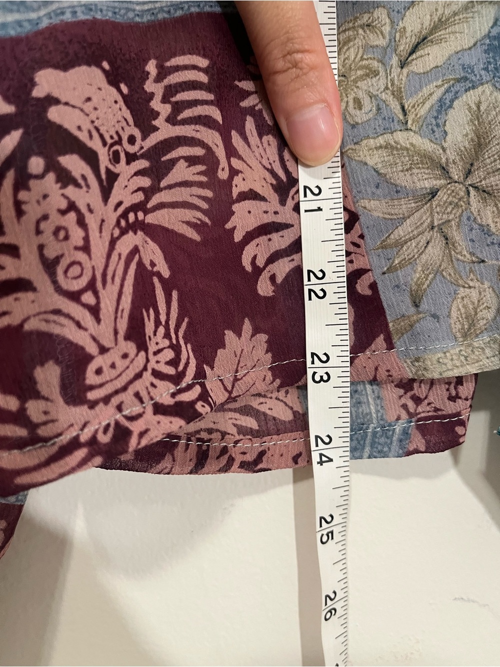 Coldwater Creek XL Patchwork Blouse Red Blue Tie Scarf Neck Long Sleeve Floral - Picture 15 of 16